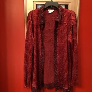 Sequined Red Cardigan